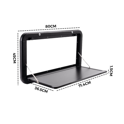 White Caravan Picnic Table with LED Lighting & Backing Plate, 800 x 450 mm