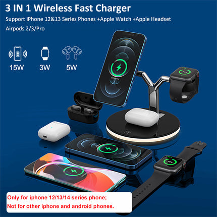 3‑in‑1 Wireless Charging Dock Station, Multi‑Device Wireless Charger for Smart Watch & Mobile Phone