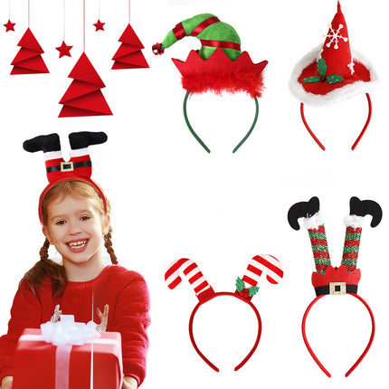 Christmas Elf‑Hat Headband with Santa Legs Ornament, Festive Party Headwear Decoration