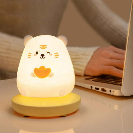 Cute Animal LED Night Light Silicone Bedside Table Lamp Kids Gift Rechargeable