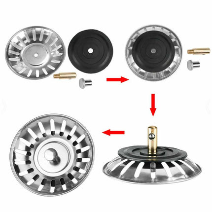 2X High Quality Stainless Steel Kitchen Waste Sink Drain Strainer Plug Stopper