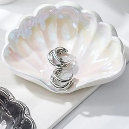 Ceramic Seashell Soap Dish, Draining Non-Slip Soap Box Bathroom Accessory