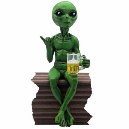 2025 Ingredientp Funny Alien Artwork, Alien Drinking Beer, Funny Alien Statue