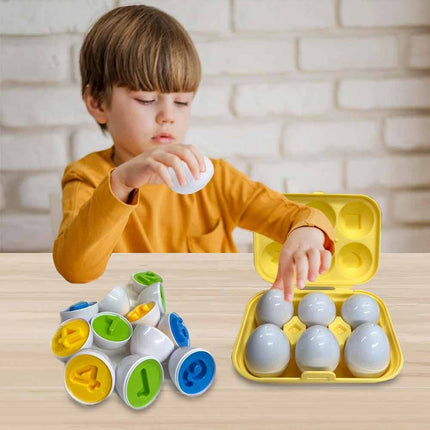 6 Pack Matching Shape Eggs, Montessori Sensory Colour Sorting Puzzle Toy for Toddler Babies