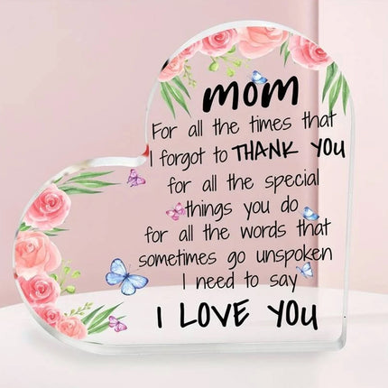 Heart Shaped Acrylic Plaque Christmas & Mother’s Day Gift for Mum