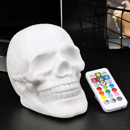 Skull Head LED Night Light 7 Color Bedside Touch Table Lamp USB Remote Control