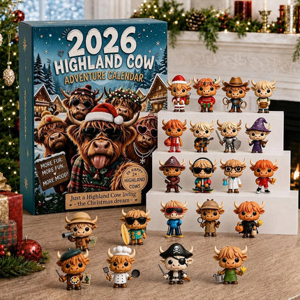 2026 3D Highland Cow Advent Calendar, 24‑Day Christmas Countdown Gift Box