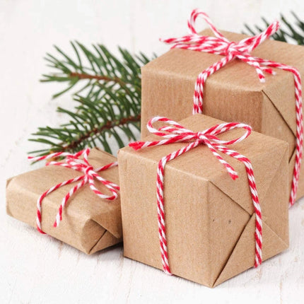 100m Red and White Twine Jute Cotton String – Multi-Use String for Gift Wrapping, Christmas Decor Accents & DIY Art Craft Creations