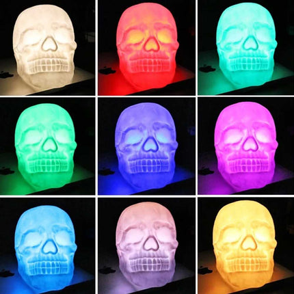 Skull Head LED Night Light 7 Color Bedside Touch Table Lamp USB Remote Control
