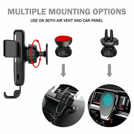 15W Wireless Auto Fast Charger Car Holder Gravity Mount Air Vent Phone Holder