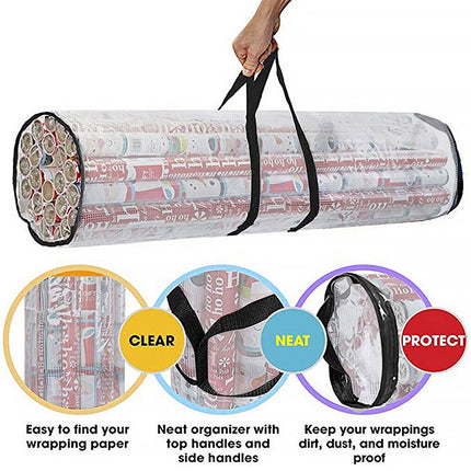 60cm/80cm Christmas Gift Wrapping Paper Bag Wrap Organizer Container Waterproof