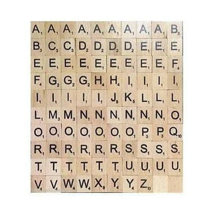 100 Wooden Tiles with Black Letters & Numbers for Crafts & DIY Projects