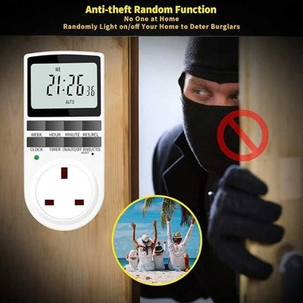 Electronic Digital Timer Socket, 7 Day Programmable Switch for Home Appliances, 12/24 Hour Digital Timer Plug with