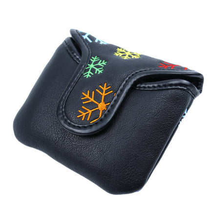 Snowflake Embroidered PU Leather Golf Mallet Putter Headcover, Golf Club Protector