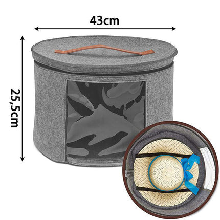 Extra Large Round Hat Storage Box for Women & Men Pop Up Felt Hat Box Organizer