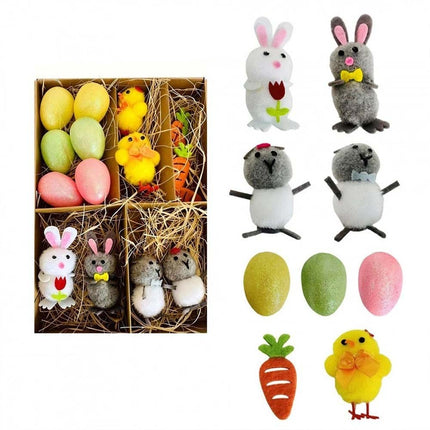Easter Decorations Set Carrot Egg Bunny Chick Plastic Felt Party Supplies