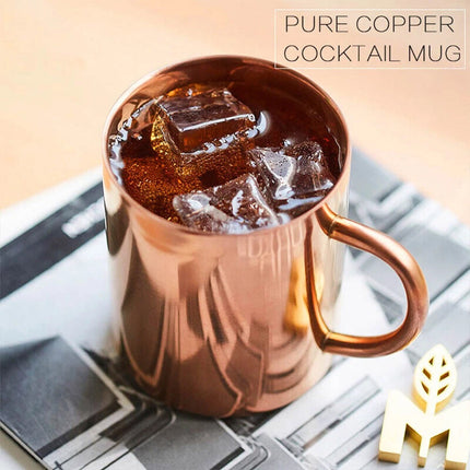 450ML Pure Copper Moscow Mule Mug, Gold Copper Drinking Cup for Coffee Beer Cocktail & Camping