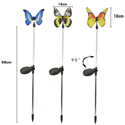 3PCS Solar Powered LED Light Butterfly Outdoor Garden Lawn Stake Lamp Waterproof