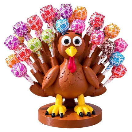Thanksgiving Turkey Lollipop Holder, 3D Printed Turkey Candy Lollipop Stand for Thanksgiving Table Decor