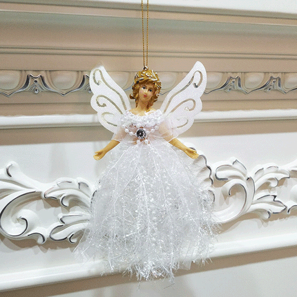 White Angel Christmas Tree Topper Hanging Fairy Xmas Tree Decoration Ornament