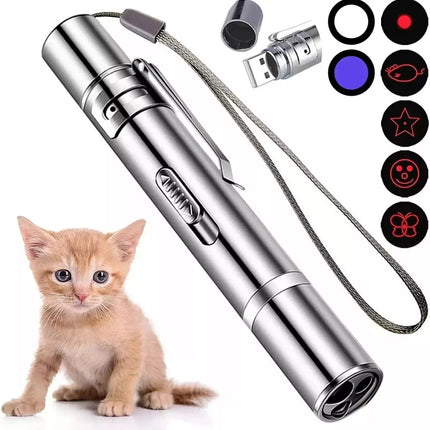7 in 1 Multi UV Laser Pointer Pen Cat Dog Pet Play Toy Beam USB Rechargeable