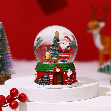 Christmas Musical Santa Snow Globe 12cm, Colour Changing LED Light, Tabletop Xmas Indoor Decoration