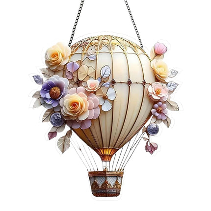 2D Acrylic Flat Hot Air Balloon Hanging Lantern, Outdoor Garden Decor