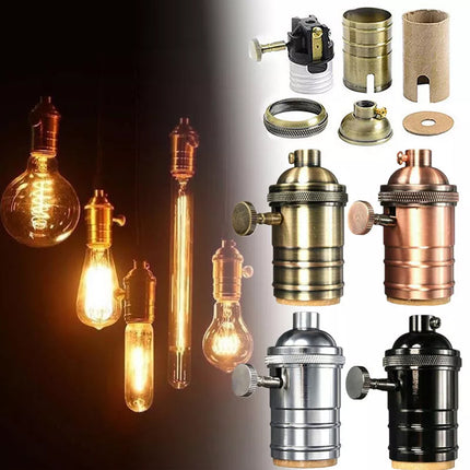 E27 Vintage Retro Edison Screw Bulb Socket Lamp Holder Light Base With Switch