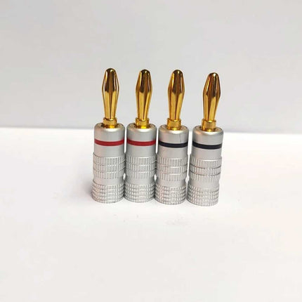 8-Piece Professional HiFi Banana Plugs 24K Gold-Plated (Red & Black, Pro-Grade Quality)