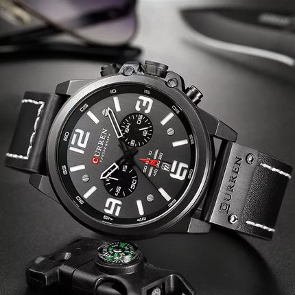 Men's Military Sports Wristwatch, Calendar Display Silicone Strap Casual Boys Watch 8314