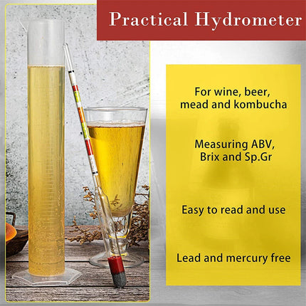 One Set Triple Scale Alcohol Hydrometer and Test Jar for Home Brew Wine