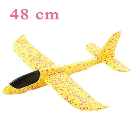 48CM Foam Glider Stunt Plane, Hand Thrown Outdoor Toy with Headlight, Color Random