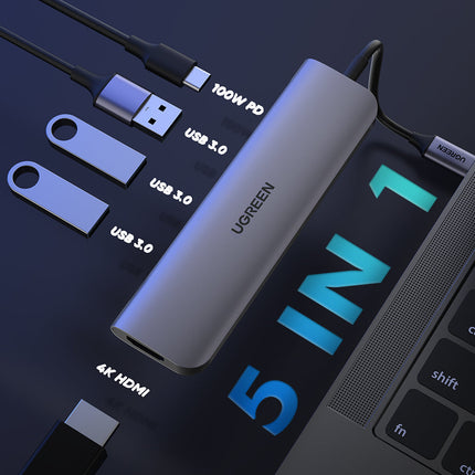 5-in-1 USB-C Multiport Hub with 4K HDMI, 3 USB 3.0 Ports, PD Fast Charging