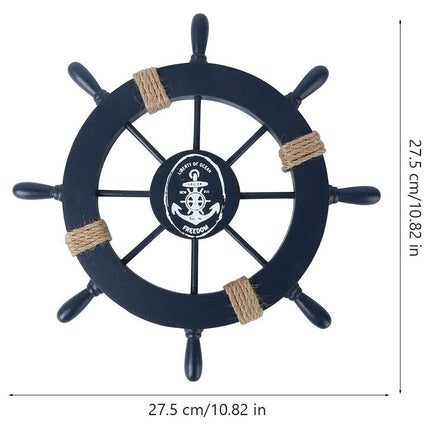 28CM Wooden Ship Wheel, Nautical Boat Steering Wheel, Beach Home Wall Decoration