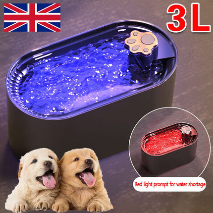 3L Smart Cat LED Water Fountain for Pet Dog Drinking Water Bowl Automatic Dispenser