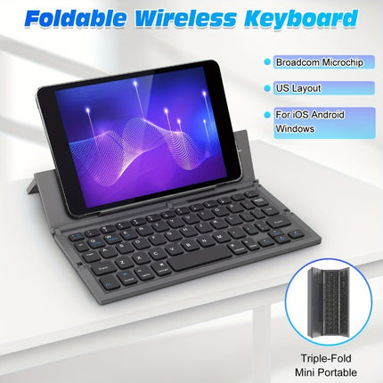 Portable Folding Wireless Bluetooth Keyboard for Tablet Laptops and Smartphones