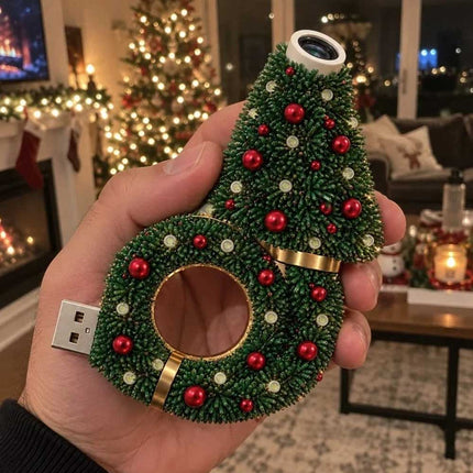 Santa Christmas Tree Projection Light, USB Powered Holiday Projector Night Lamp for Xmas Home Decoration