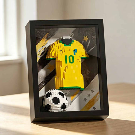 3D Football Jersey Brick Display with Art Frame, Wall & Desk Decor Gift for Soccer Fans