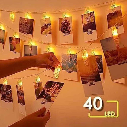 6M Battery Powered LED Photo Clip String Lights, 40 Clips Picture Hanging Lights for Photo Wall Decor