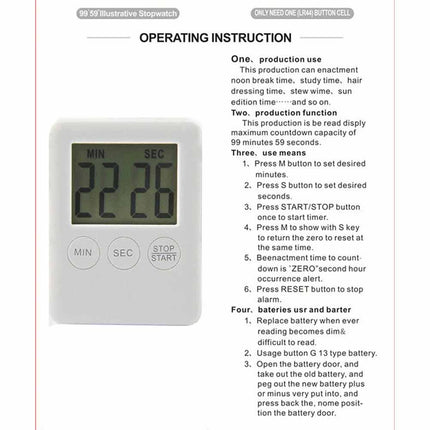 Large LCD Digital Kitchen Timer，Magnetic Count Up & Down Clock with Loud Alarm