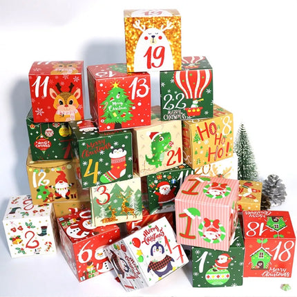 24Pcs DIY Christmas Advent Calendar Boxes 24 Days Countdown Calendar Gift Boxes