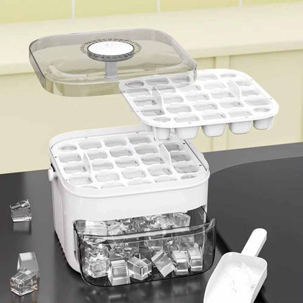 50-Cube Ice Maker with Easy Press Cap Double Layer Ice Cube Maker for Refrigerator
