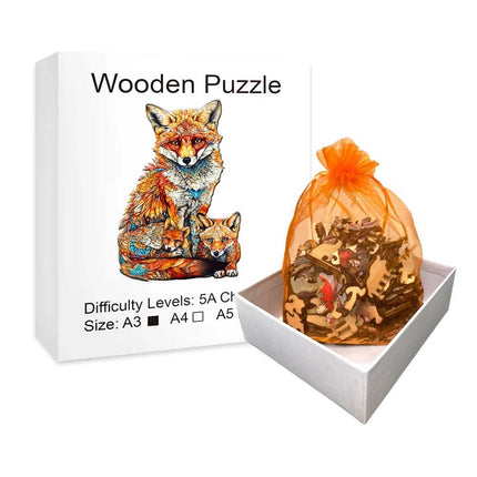 Warm Fox Family Wooden Puzzle | Creative Special-Shaped Toy