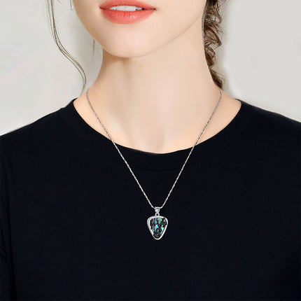 3PCS Abalone Shell Guitar Pick Ashes Urn Necklace - Music-Themed Memorial Pendant