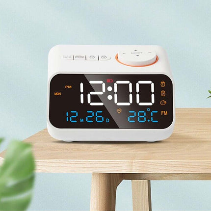 LED Digital Alarm Clock Time Calendar Temperature FM Radio Snooze Desk Clocks