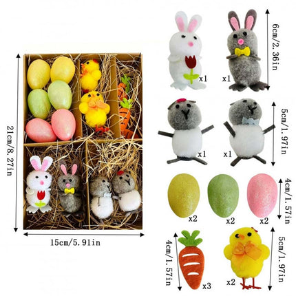 Easter Decorations Set Carrot Egg Bunny Chick Plastic Felt Party Supplies