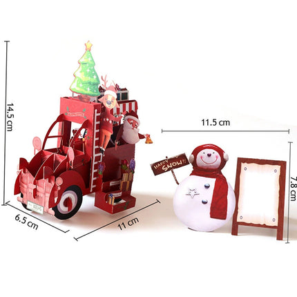 3D Pop Up Christmas Greeting Card, Santa & Snowman Holiday Card