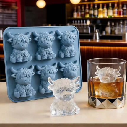 Mini Highland Cow Ice Cube Mold, Cute 3D Silicone Ice Cube Tray