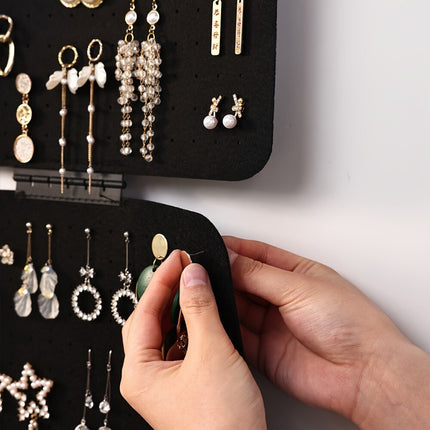 "5 Levels Foldable Felt Jewelry Organizer Wall Hanging Earring Display Bag Storage Bag
"
