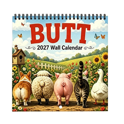 2027 Funny Animal Butts Wall‑Hanging Calendar, Hilarious Novelty Gag Gift